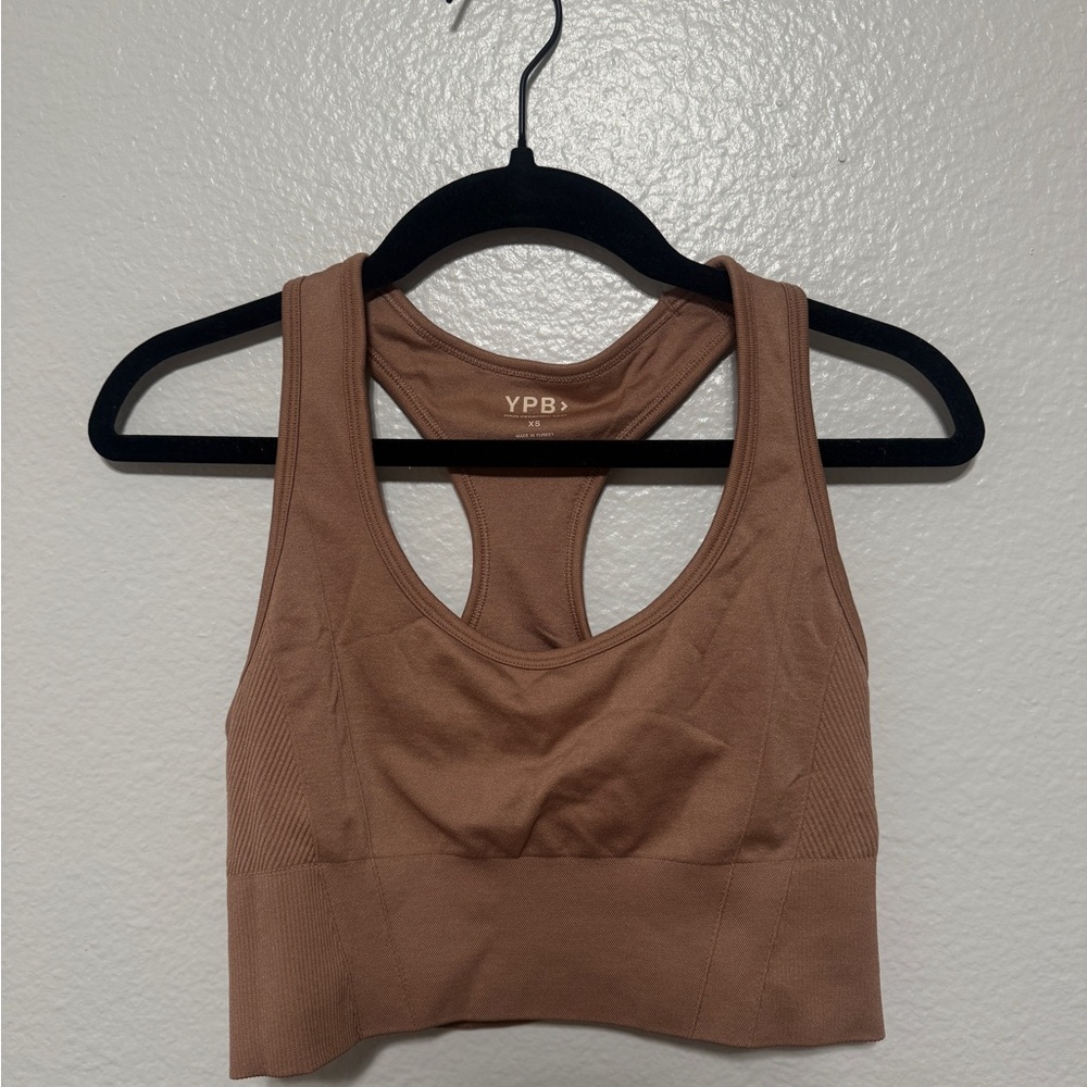 Brown Seamless Sports Bra with Wide Straps